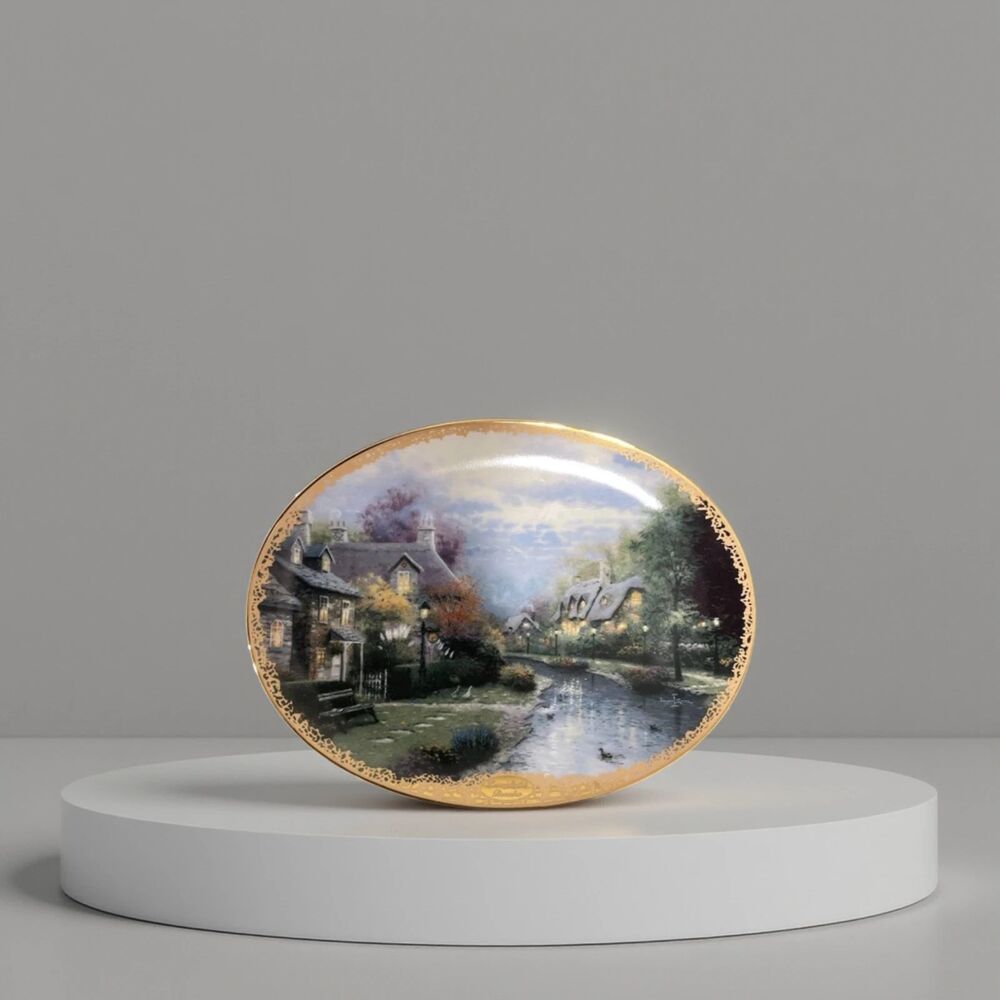 Lamplight Brooke By Thomas Kinkade #1 Lamplight Village - Bradford 1994 Plate